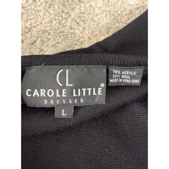 Carole Little Sz L Wool Acrylic Blend Sleeveless Maxi A Line Dress Black Casual - Picture 7 of 9